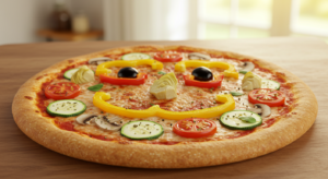 بيتزا صحية على شكل وجه مبتسم