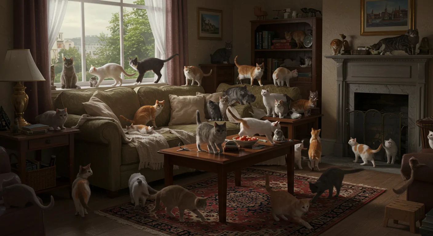 رؤية عدد كبير من القطط في البيت