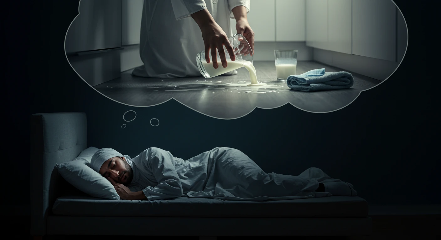 سكب الحليب في المنام