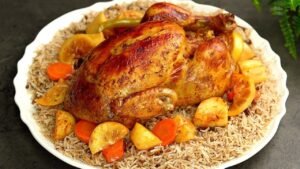 طهي الفراخ المحشية في الفرن